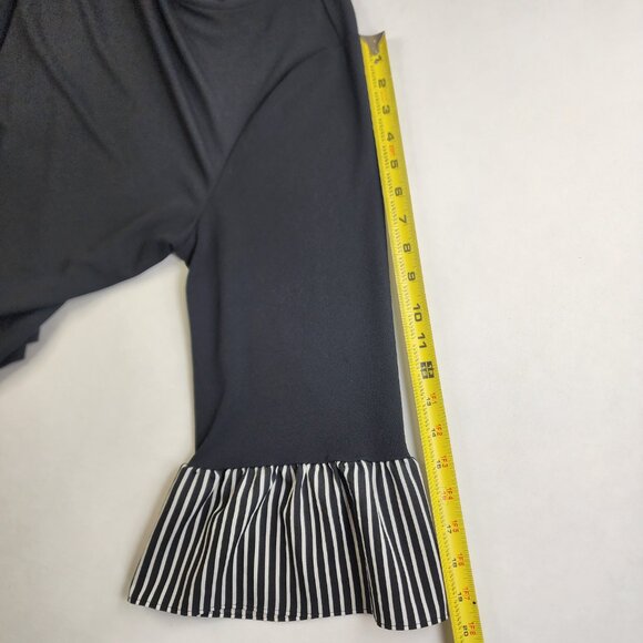 Calvin Klein Womens L Large Flare with Piping Pullover Blouse Black with stripes - Picture 10 of 12